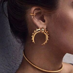 Bold Gold Crescent Hoop Earrings – Stainless Steel